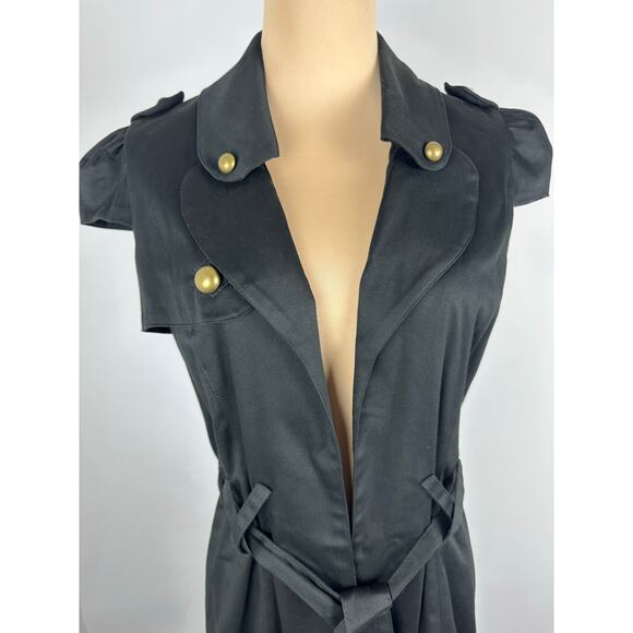 NWT Voom by Joy Han USA Size Medium Black Trench Coat Goth Whimsygoth - Picture 2 of 16